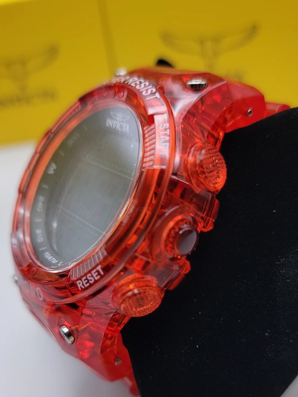 NWT Invicta Racing Burnout Digital Men's Sports Watch 52mm Transparent Red 49045